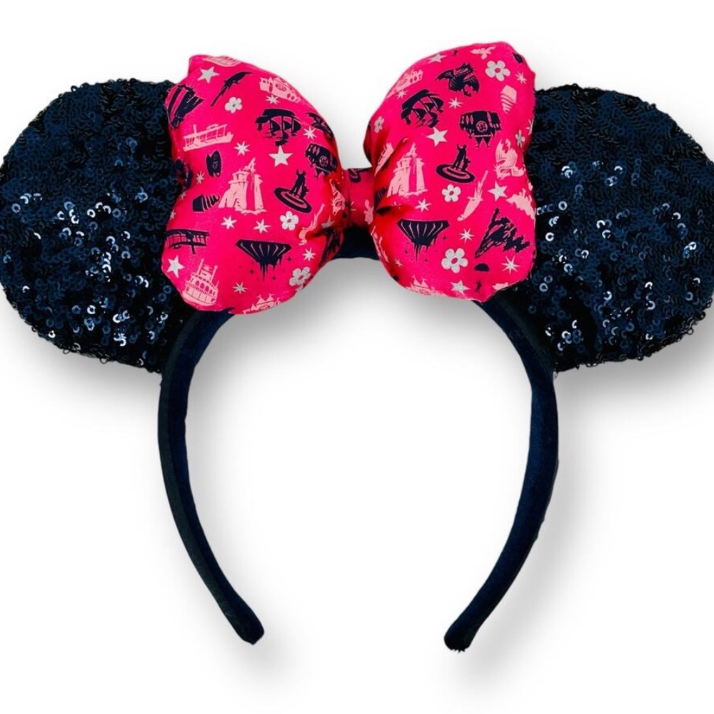 Disney Minnie Mouse Classic Attractions Puffy Bow Sequin Ears Headband 2016